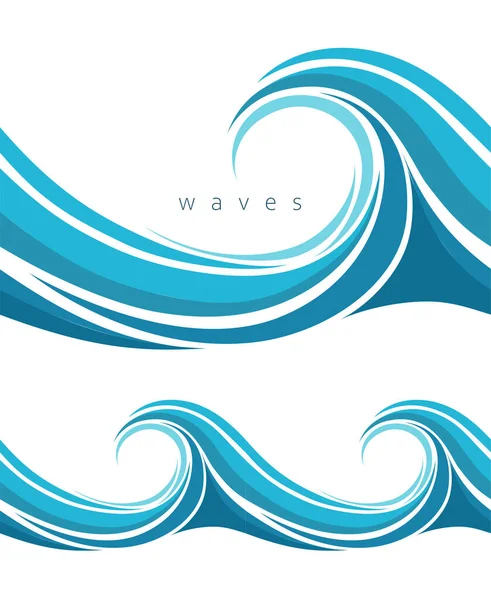 Абстрактні Блакитні Хвилі Білому Тлі Векторний Малюнок Художній Орнамент Сучасний — стоковий вектор