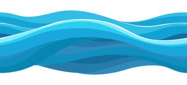 Kusursuz güzel dalgalar. Vektör mavi deniz deseni. Biçimlendirilmiş tasarım