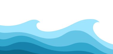 Beyaz arkaplanda soyut mavi dalga çizimi. Vektör deseni. Sanat eseri süsü. Su Dalgası Logosu soyut tasarımı.