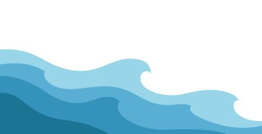 Beyaz arkaplanda soyut mavi dalga çizimi. Vektör deseni. Sanat eseri süsü. Su Dalgası Logosu soyut tasarımı.