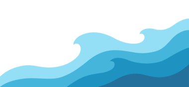 Beyaz arkaplanda soyut mavi dalga çizimi. Vektör deseni. Sanat eseri süsü. Su Dalgası Logosu soyut tasarımı.