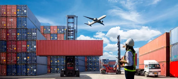 Nave Carico Container Esportazione Importazioni Logistiche — Foto Stock