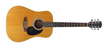 Musical instrument - Front view very rare vintage acoustic guitar isolated white background clipart