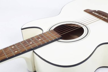 Musical instrument - Fragment white cutaway acoustic guitar on a white background. clipart