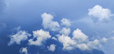 White clouds. Sky with fluffy white cloudscape texture. Blue sky nature background, Cloud