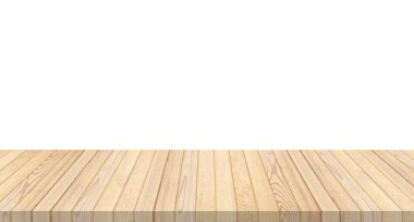 Şablon için boş ahşap masa üstü ya da sayaç görüntüleme montajları ürünü. Ahşap tablo boş kırsal raf ürün görüntüleme için, beyaz arkaplanda izole