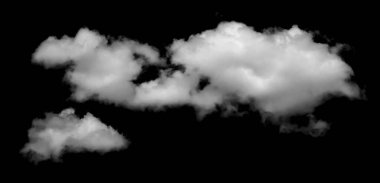 Büyük beyaz bulutlar. Kabarık beyaz bulut desenli kara gökyüzünde izole edilmiş bir bulut. Kara gökyüzü arka planı, bulutlu, beyaz ve siyah, yatay