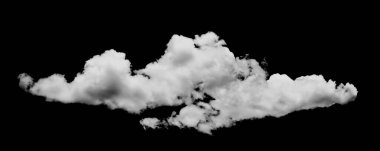 Büyük beyaz bulutlar. Kabarık beyaz bulut desenli kara gökyüzünde izole edilmiş bir bulut. Kara gökyüzü arka planı, bulutlu, beyaz ve siyah, yatay