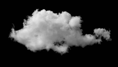 Büyük beyaz bulutlar. Kabarık beyaz bulut desenli kara gökyüzünde izole edilmiş bir bulut. Kara gökyüzü arka planı, bulutlu, beyaz ve siyah, yatay