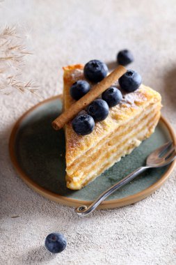 Böğürtlenli ve tarçınlı ev yapımı meyveli turta.