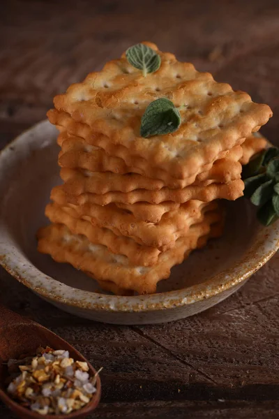Salty Cookie Cracker Snack Food — Stock Photo, Image