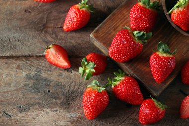 organic natural strawberry on wooden table