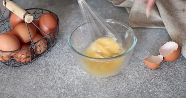 Process Making Organic Eggs Omelet — Stockvideo