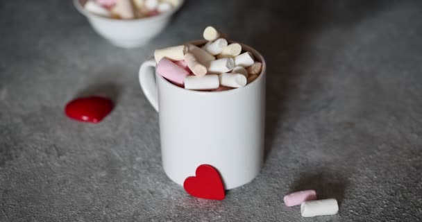 Hot Chocolate Marshmallows Valentines Day — Stockvideo
