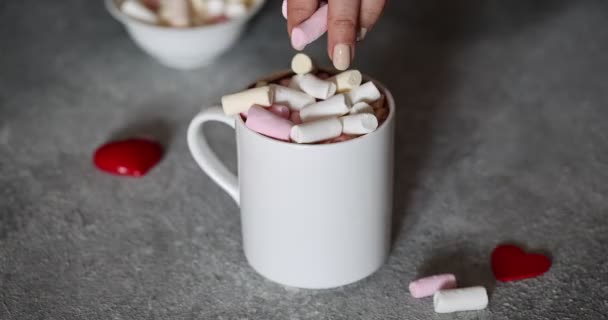 Hot Chocolate Marshmallows Valentines Day — Stock videók