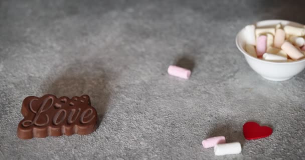 ホットチョコレートとマシュマロのバレンタインデー ロイヤリティフリーストック映像