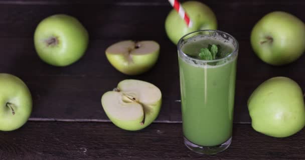 Smoothies Made Organic Green Apples Healthy Food Videoclipe