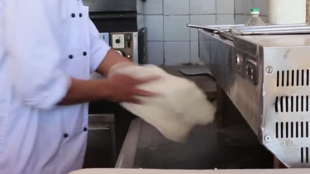 Pizza Maken Proces Werken Met Deeg Rechtenvrije Stockvideo