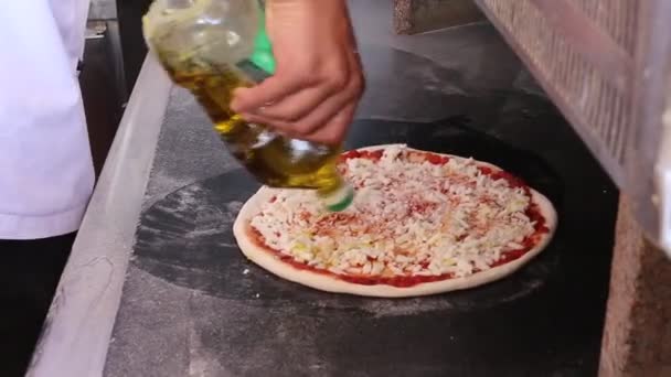 Pizza Making Process Working Dough 免版税图库视频片段