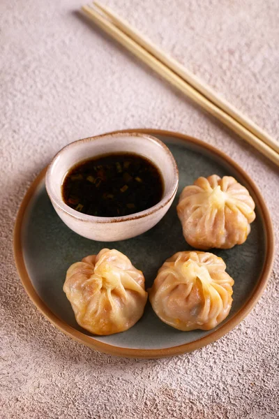 Asian Dumplings Soy Sauce Asian Food — Stock Photo, Image