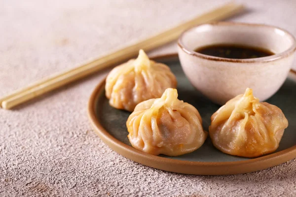 Asian Dumplings Soy Sauce Asian Food — Stock Photo, Image