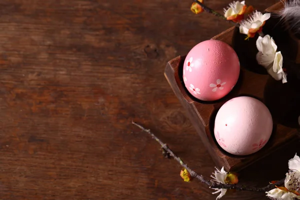 Páscoa Ainda Vida Decoração Ovos Flores — Fotografia de Stock