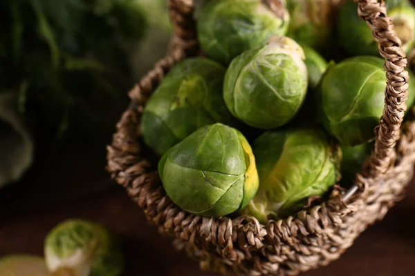 Alimentos Orgânicos Frescos Couves Bruxelas Vegetais — Fotografia de Stock