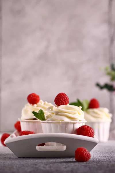 Cupcake Dessert Frais Crème Vanille — Photo