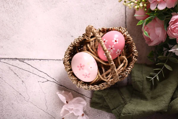 Пасха Натюрморт Яйца Цветы — стоковое фото