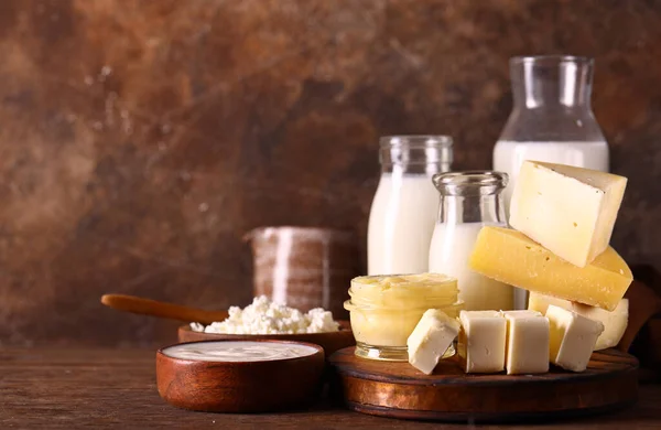 Productos Lácteos Granja Súper Alimentos Saludables —  Fotos de Stock