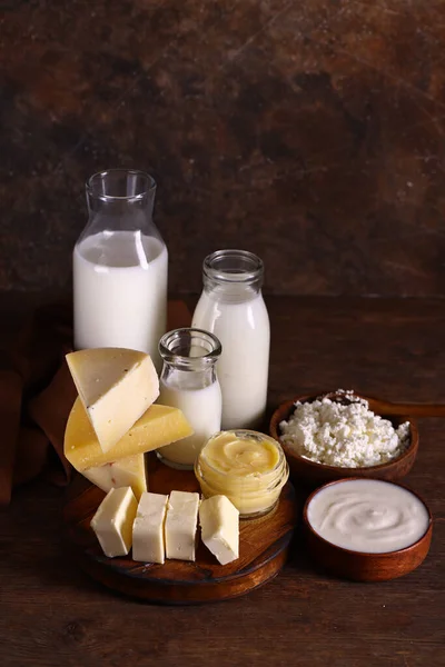 Produtos Lácteos Agrícolas Super Alimentos Saudáveis — Fotografia de Stock