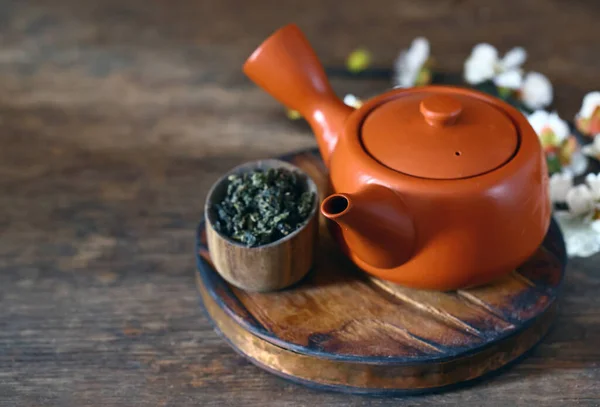 Чайна Церемонія Керамічним Японським Чайником — стокове фото