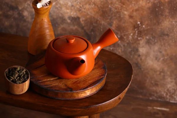 Чайна Церемонія Керамічним Японським Чайником — стокове фото
