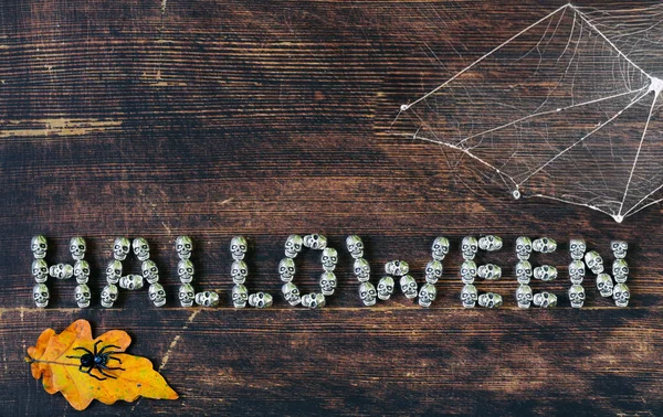 Wooden Background Halloween Lettering Banner — Stock Photo, Image