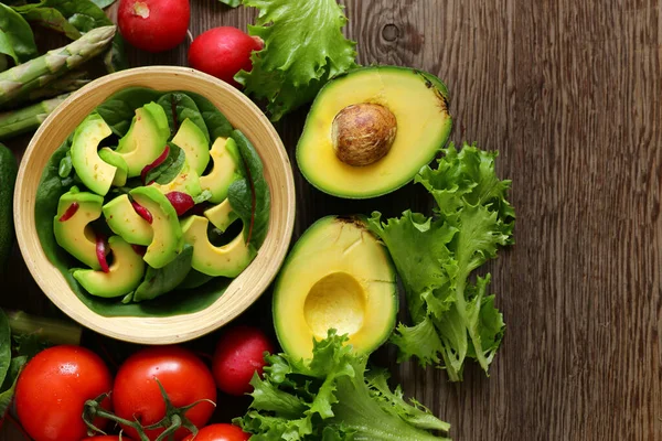 stock image healthy food vegetables salad avocado