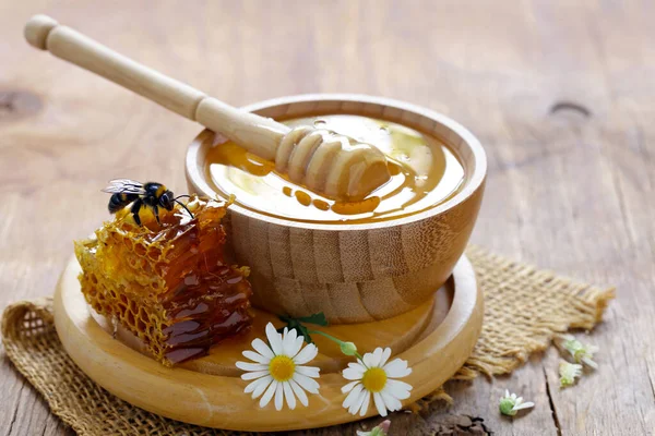 Natuurlijke Biologische Bloem Honing Honingraat — Stockfoto