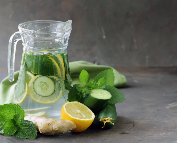 Verse Limonade Met Munt Voor Gezonde Voeding Voeding — Stockfoto