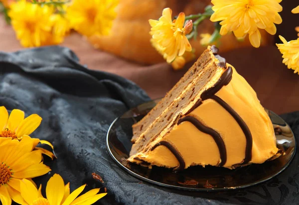 Pumpkin Cake Decor Halloween Dessert Treats — Stock Photo, Image