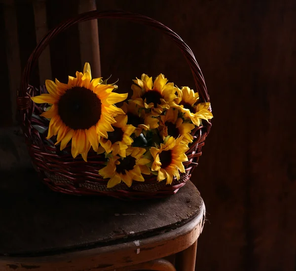 sunflowers in a basket still life autumn halloween