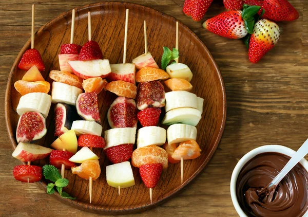 Fruitsalade Spiesjes Voor Een Gezond Dieet — Stockfoto