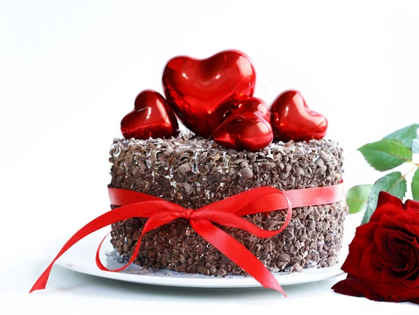 Bolo Chocolate Festivo Para Guloseimas Férias Presentes — Fotografia de Stock