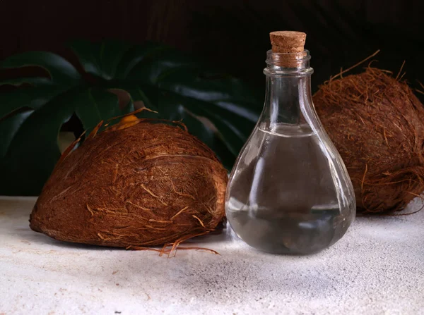 organic vegetable coconut oil in bottle