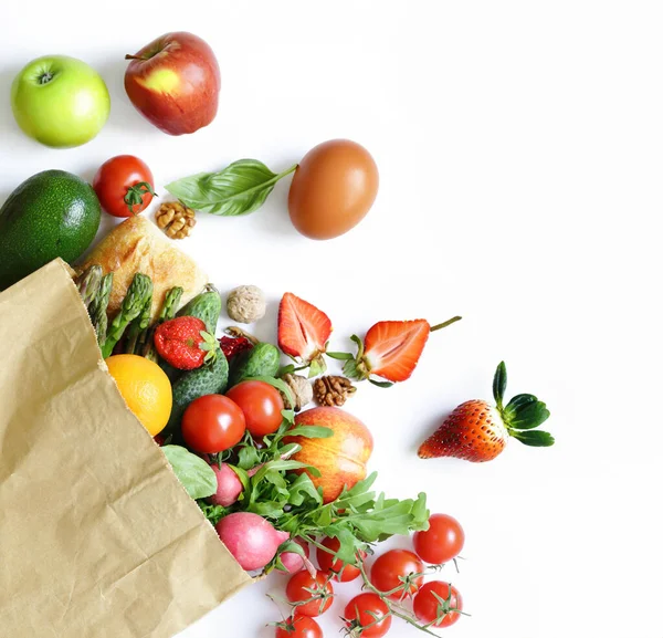 shopping package organic products - fruits and vegetables