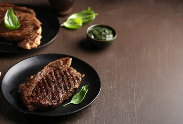 Organic Meat Grilled Ribeye Steak Herbs Spices — Stock Photo, Image
