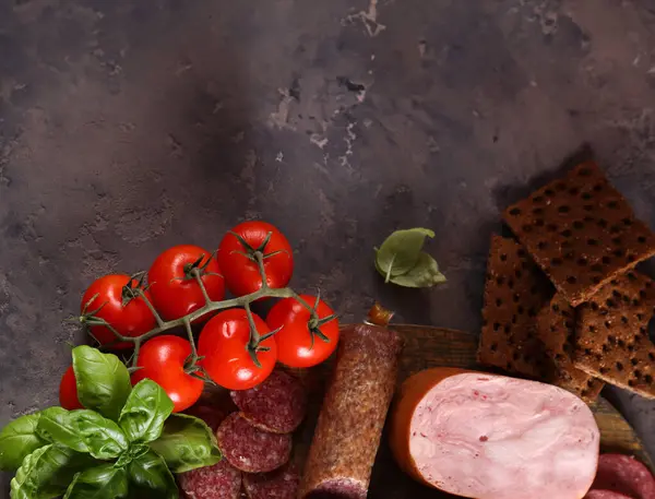 assorted sausages and deli meats for appetizers