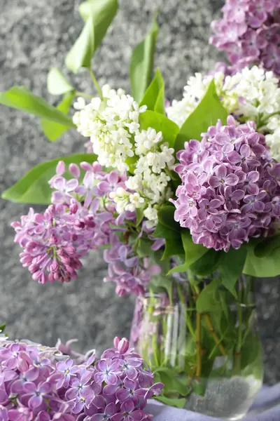Färska Vackra Blommor Lila Vit Och Lila Royaltyfria Stockbilder