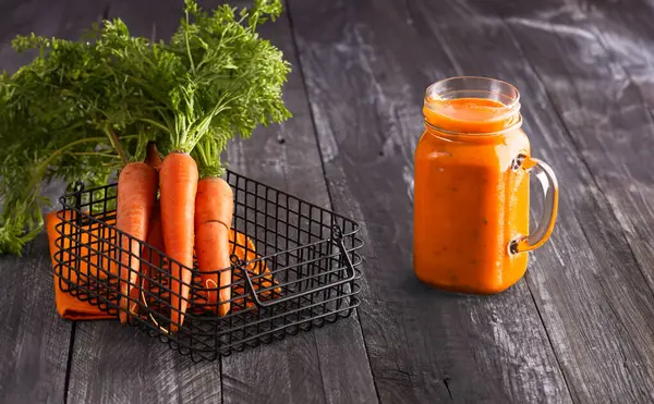Органічна Свіжа Морква Соку Здорового Харчування Стокове Зображення