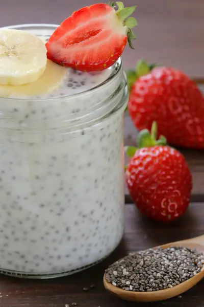 Chia Pudding Jar Fresh Berries Stock Picture