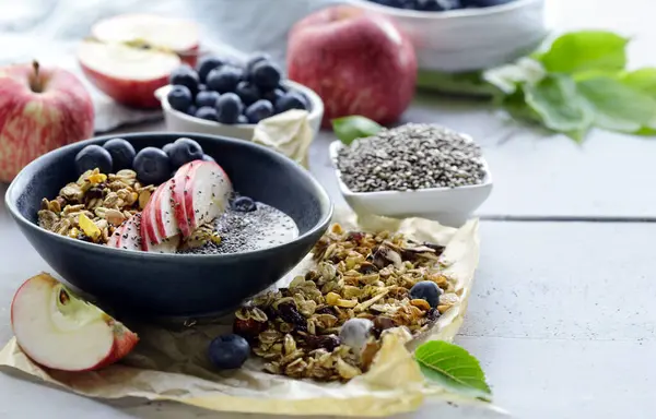 Breakfast Granola Chia Seeds Healthy Eating Stock Image