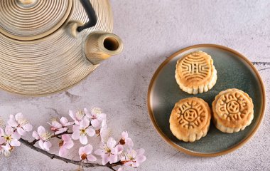 Geleneksel Çin yemeği yuebing ay çöreği